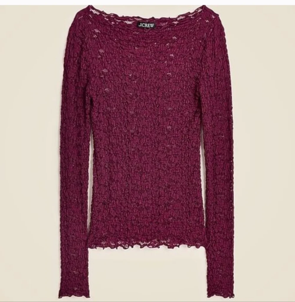J Crew Lace boatneck top in Mulberry Size XS CO045 NWT